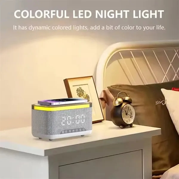 Low -in-1 Custom Logo Wireless Charging Clock Speaker