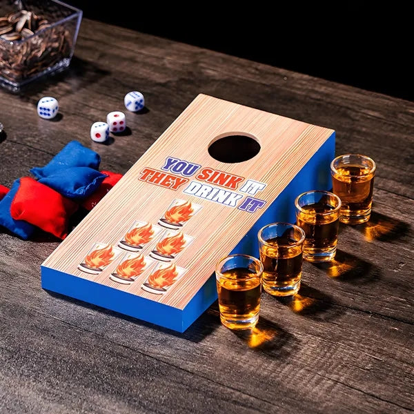 Wooden Cornhole Board w/ Cups