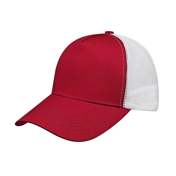 5 Panel Structured Snapback Trucker Cap W/ Mesh Back