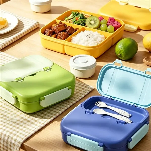 Kids 3-Compartment Plastic Lunch Box