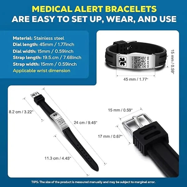 Silicone ID Band Medical Alert Emergency Bracelet