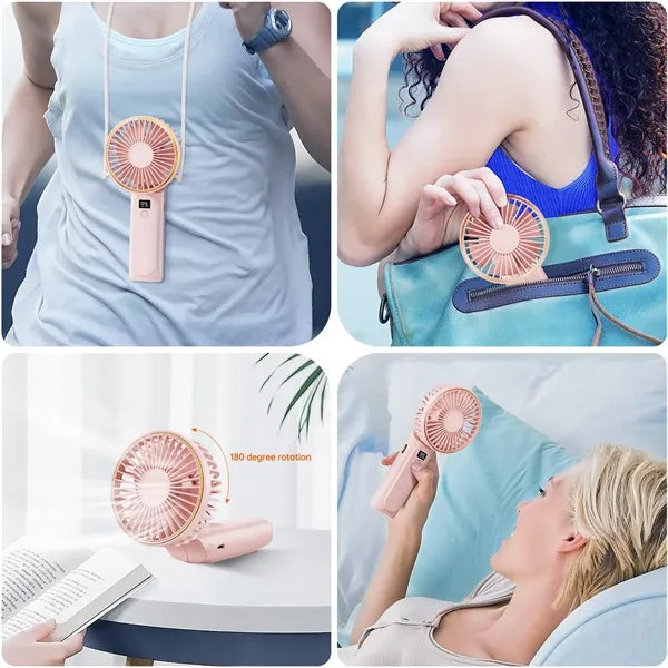 USB Foldable Handheld Fan With Digital Display