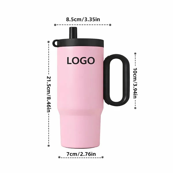 Large Insulated Tumbler With Straw Stainless Cup