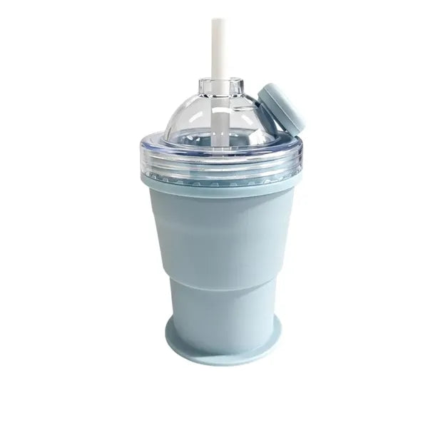 11oz Collapsible Silicone Ice Ball Maker Cup W/Straw