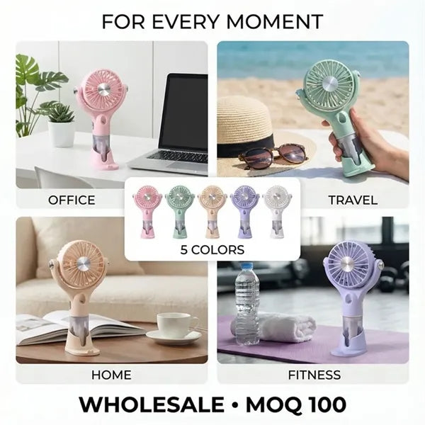 Handheld Spray Fan Portable Small Quiet USB Cooling