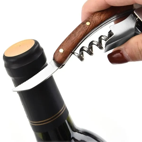 Kitchen Wine Bottle Opener Wood Handle Corkscrew Open