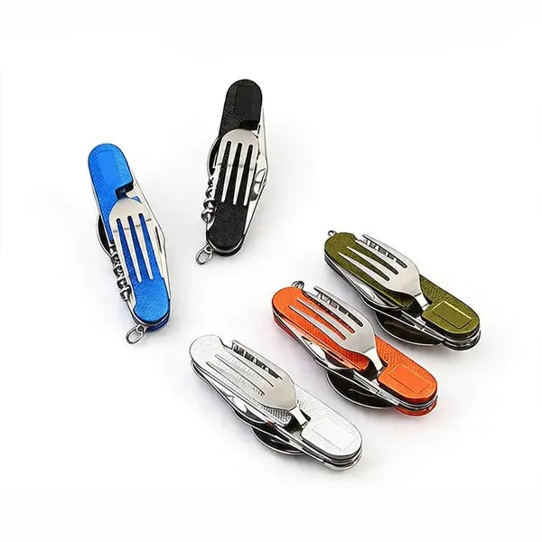 Stainless Steel 6 in 1 Foldable Portable Utensils