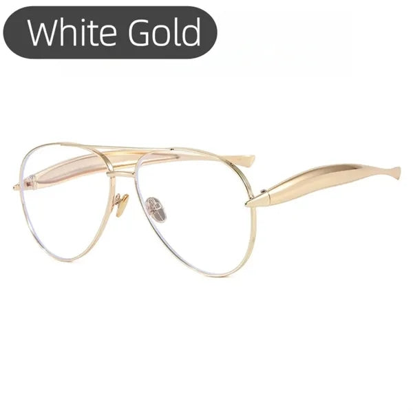 Oversized Aviator Sunglasses Gold Metal UV Blockin