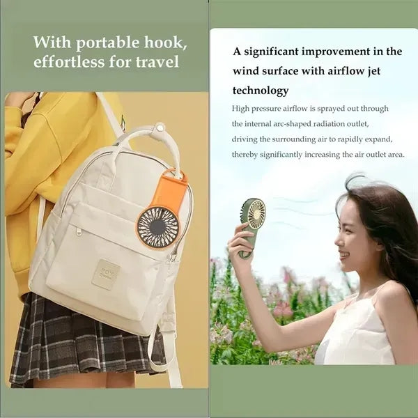 Handheld Foldable USB Mini Fan with Carabiner