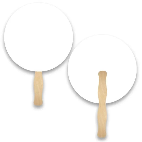 Round Paper Hand Fan with Wooden Handle