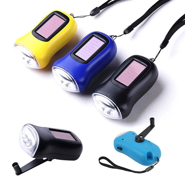 Portable Mini Solar Hand Crank Generator Flashlight
