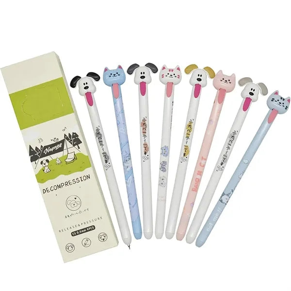 Novelty Cat Dog Tongue-out Stress Relief Gel Pens for Pet Lo