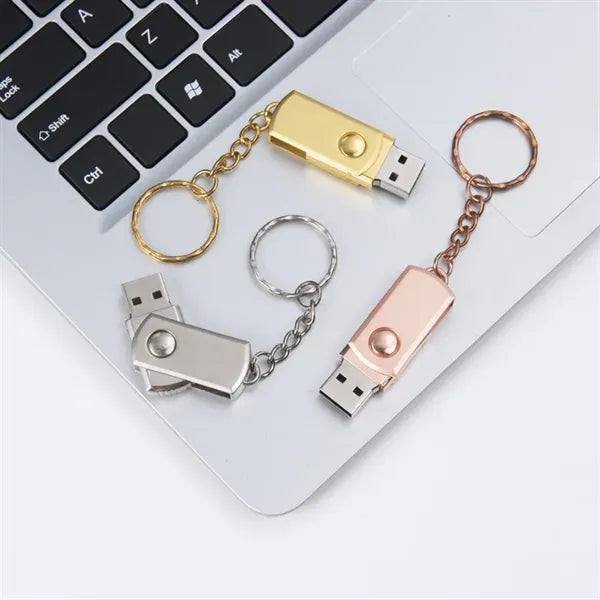 Swivel Metal USB Drive with Keychain