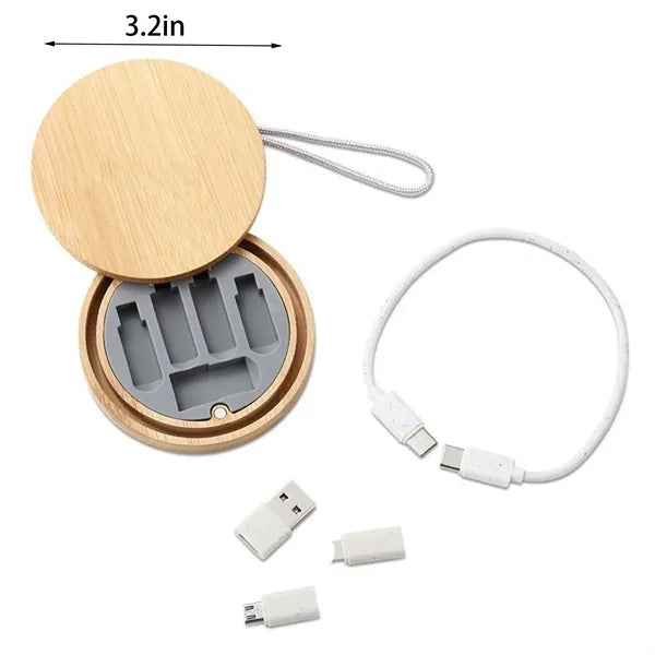 Eco Bamboo 6 In 1 Fast Charging Cable Case