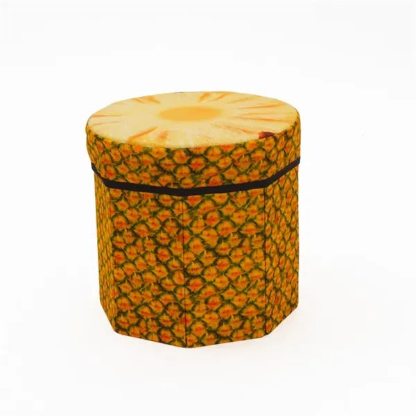 Round Fruit Design Storage Stool - Pineapple