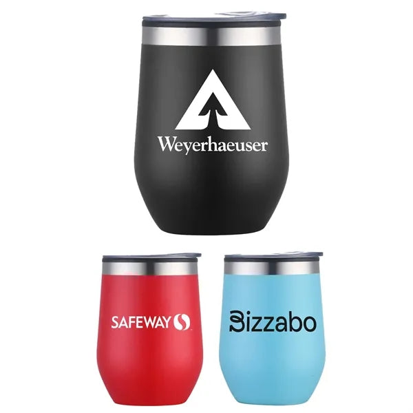 12oz. Double Wall SS / PP Wine Mug with Clear Lid