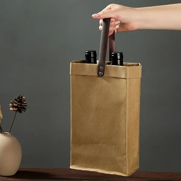Washable Kraft Paper Wine Gift Bag