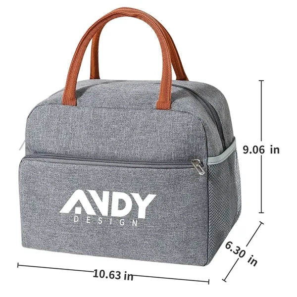 Insulated Oxford Lunch Bag with Side Mesh Pocket