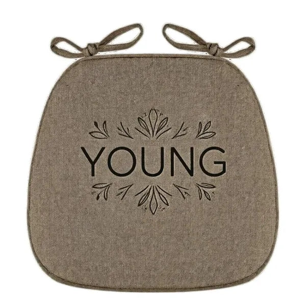 Logo Linen Seat Cushion, Breathable Chair Pad