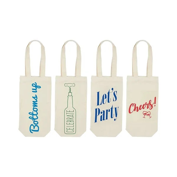 10 OZ Cotton Canvas Single Bottle Wine Tote