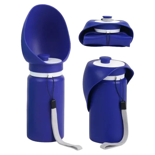 Portable Silicone Dog Water Bottle with Feeding Trough