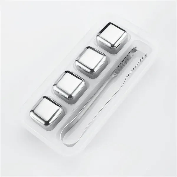 4-In-1 Metal Chilling Whiskey Ice Cube With Tong