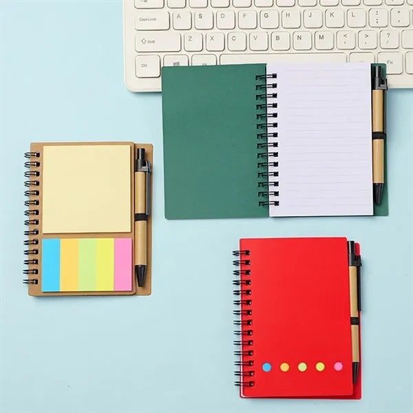 Spiral Jotter Notebook With Sticky Notes Flags & Pen