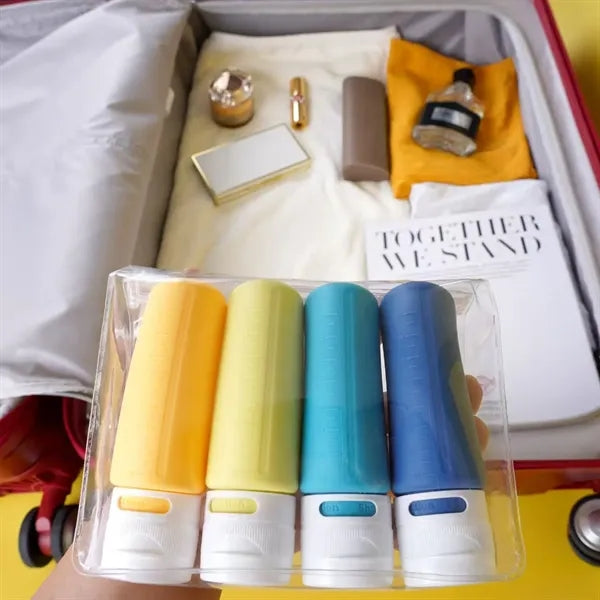 Silicone 4 Pack Travel Bottles Set with Custom Logo