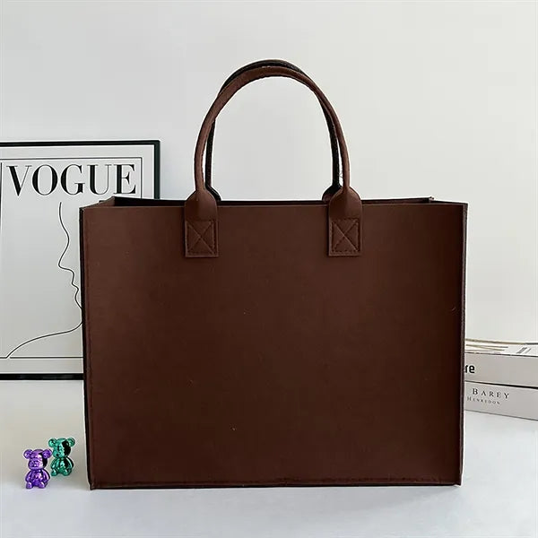 Large Gray Felt Tote Bag with Handles