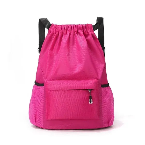 Logo Nylon Drawstring Backpack Lightweight Gym Bag