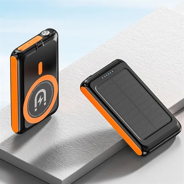 5000mAh Magnetic Solar Wireless Power Bank with Flashlight