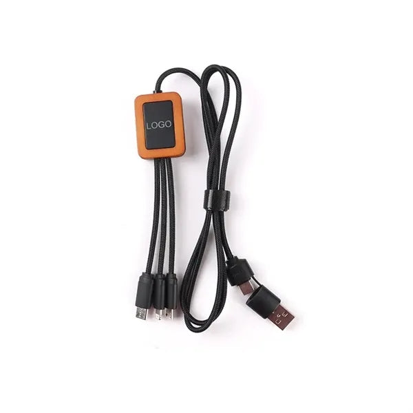 5 in 1 Bamboo Light Up Logo Charging Cable