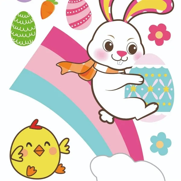 Easter egg bunny flower window stickers set