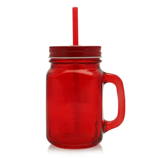 15 oz. Colored Mason Jars with Straw