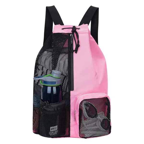 Foldable Nylon Mesh Polyester Gym Drawstring Sports Backpack