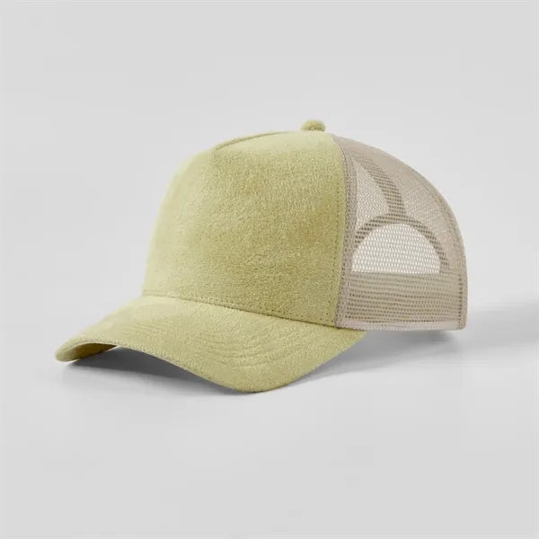 Blank Suede 5 Panel Mesh Trucker Hat