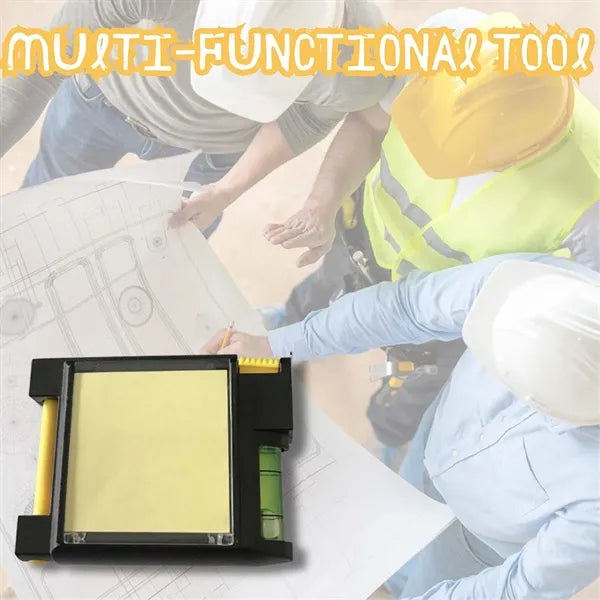 Portable multi tool level sticky note measuring tape measure