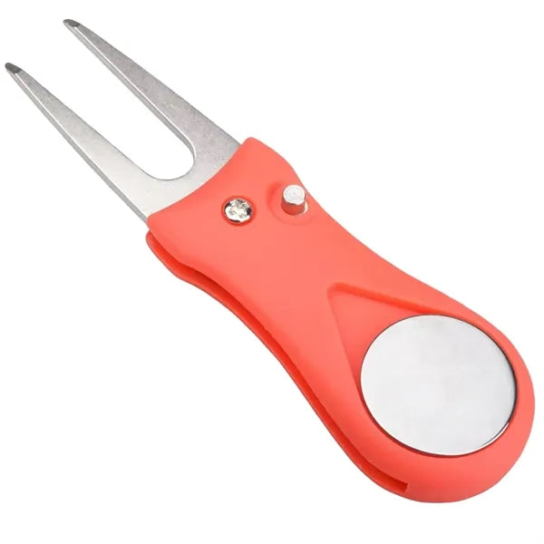 Foldable Golf Green Repair Tool with Magnetic Disc