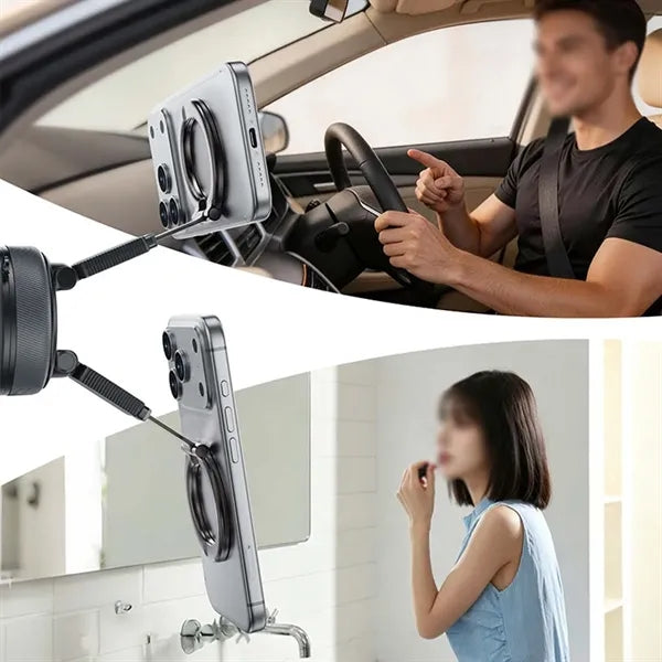 Vacuum suction adjustable magnetic car phone holder mount