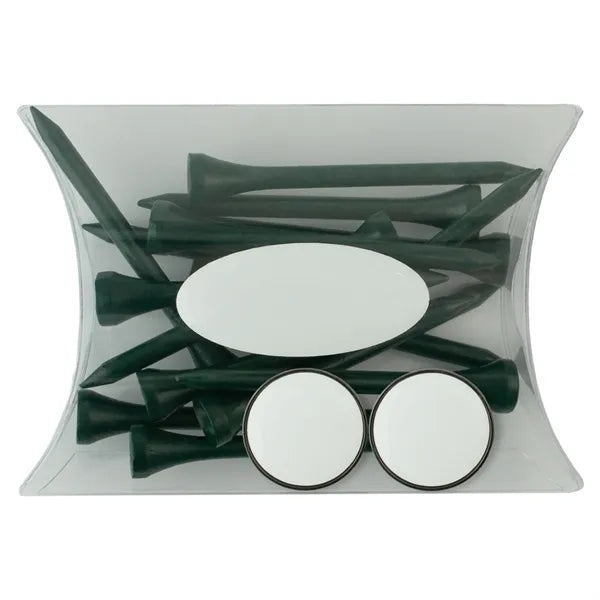 Clear Pillow Pack Golf Gift Set - 2 Ball Marker & Tees