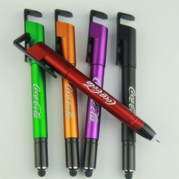3-in-1 Light Up Logo Stylus Pen with Phone Holder