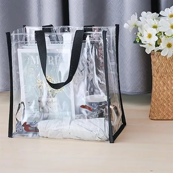 Clear PVC Tote Bag with Colored Trim and Handles
