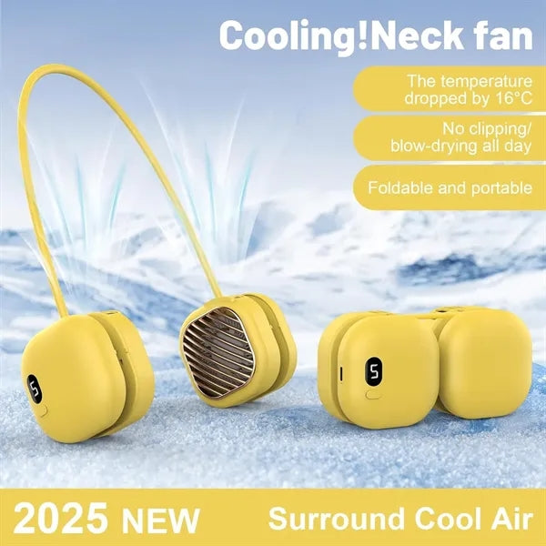 Bladeless Neck Fan Lightweight, USB Rechargeable, 5-Speed