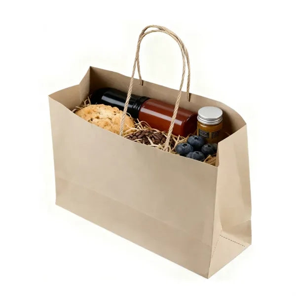 Recycled Kraft Paper Shopping Bag with Twisted Handles