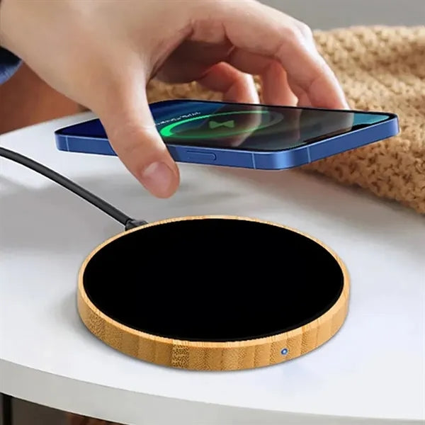 15W Creative Bamboo Backlit LED Wireless Fast Charger