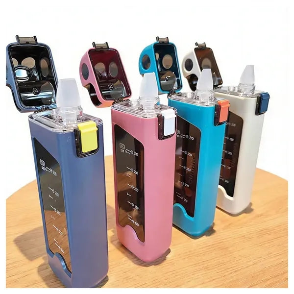 Square Sports Water Bottle with Straw for Kids & Adults