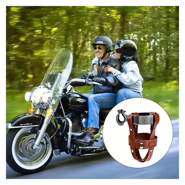 Leather Bike Bottle Cage Adjustable Universal Cup Holder