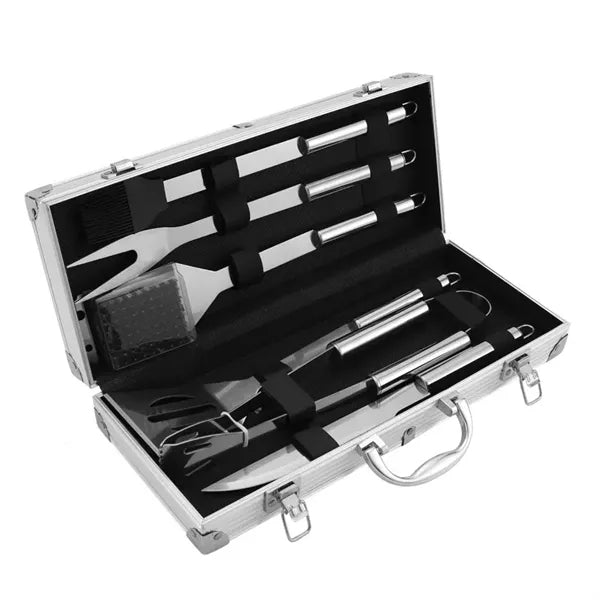 6-Piece Stainless Steel BBQ Tool Set with Case