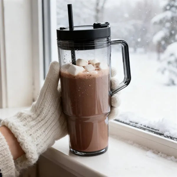 45 oz. Large Plastic Tumbler with Handle & Straw