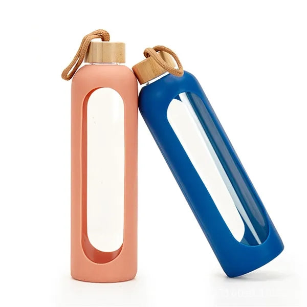 34 OZ. Rope Wrapped Bamboo Lid Borosilicate Glass Cup